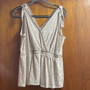 Maurices Cream Floral Tie-Shoulder V-Neck Camisole